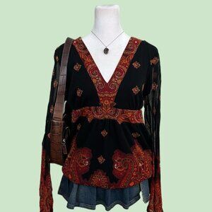 y2k paisley boho granola whimsygoth mesh top